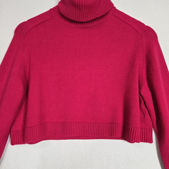 Zara Crop Sweater Sz S Pink Fuschia High Neck Turtleneck Cropped Pullover - Picture 4 of 12